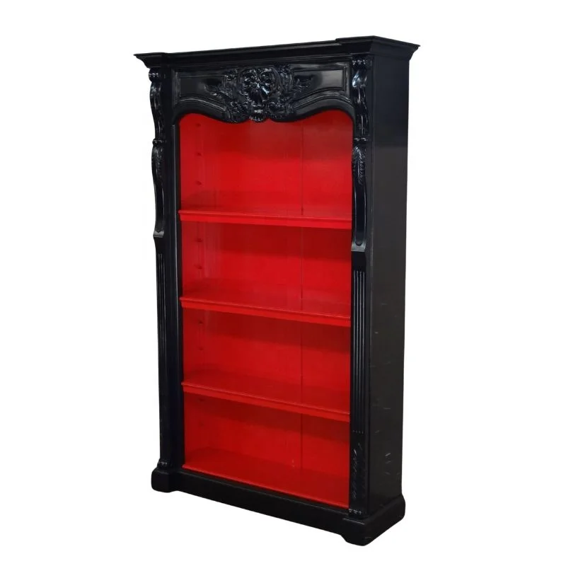 Solid Wood Bookcase French Style Bookshelves Showcase Display Cabinet for Home Office Living Room Furniture and Library