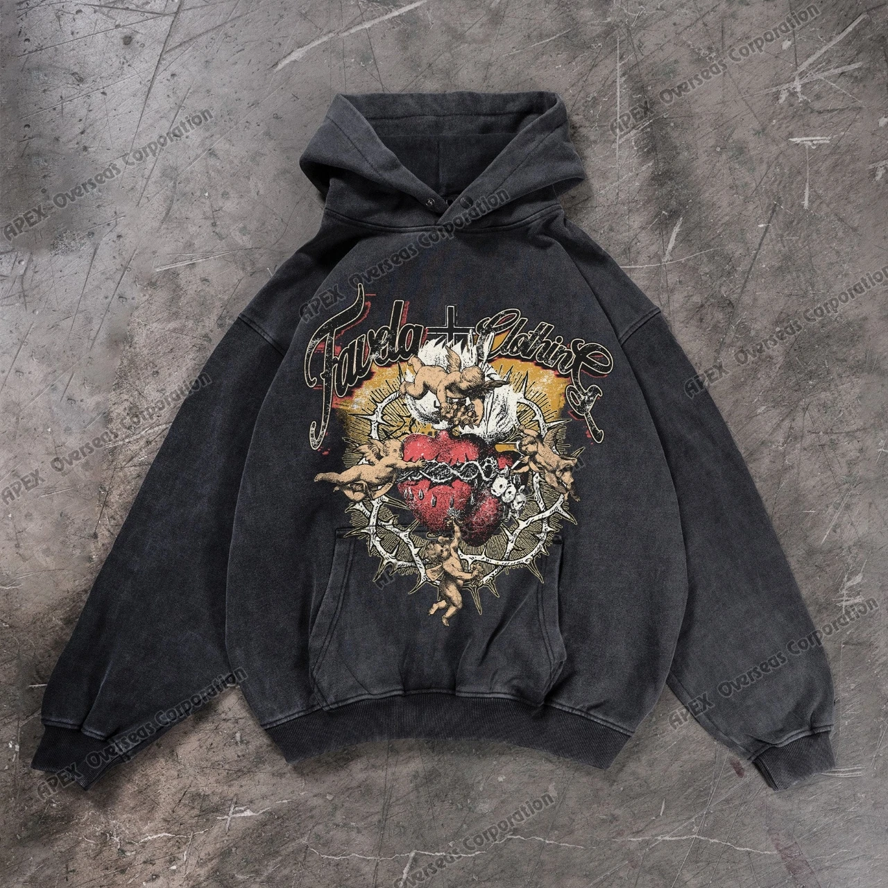 Low MOQ Acid Washed Hoodies Women and Men Graphics Washed Pullover Hoodies in Whole Sale Rates
