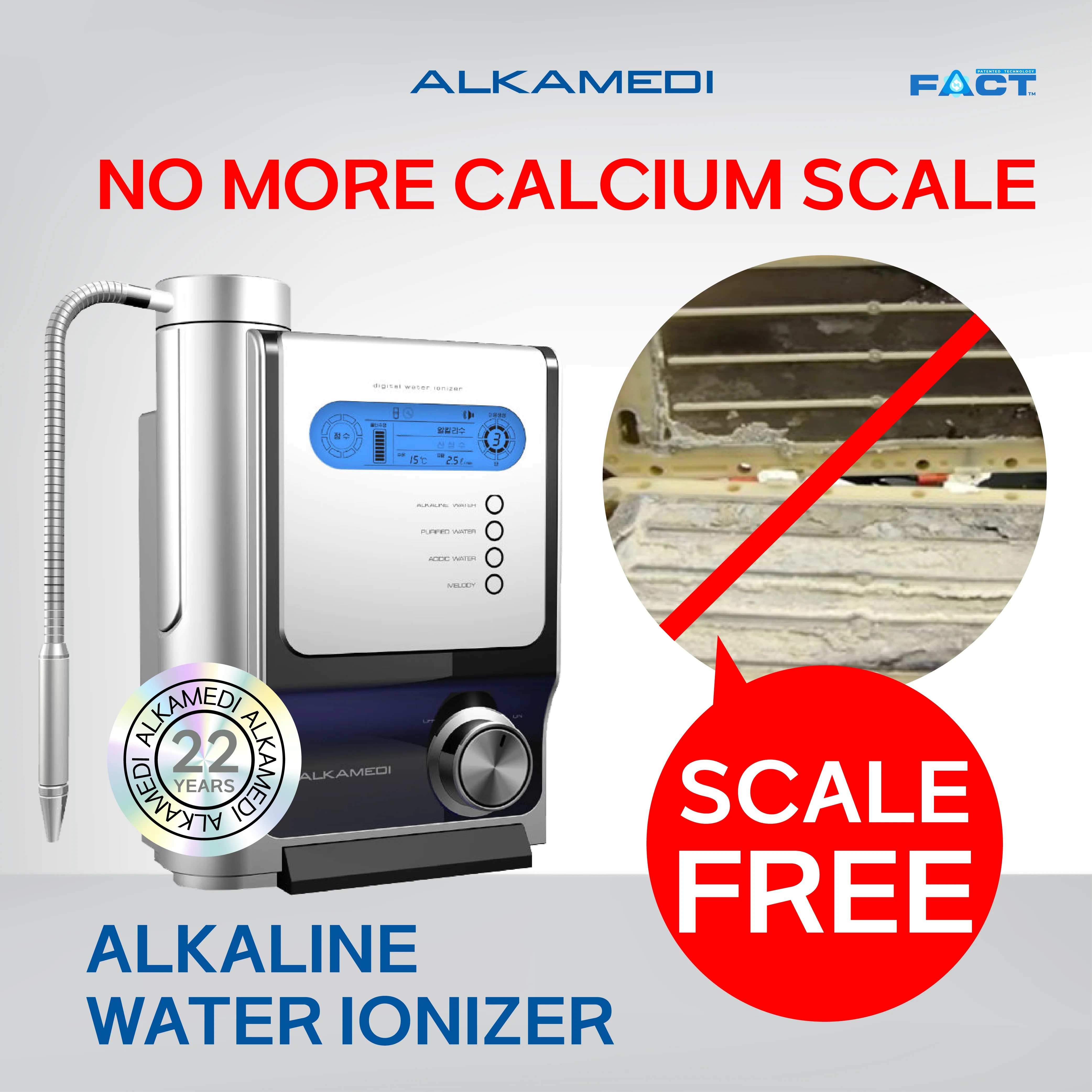 SCALE-FREE Alkaline Water Ionizer ALKAMEDI AMS 4100S hydrogen anti-oxidant water easy use easy maintenance made in Korea