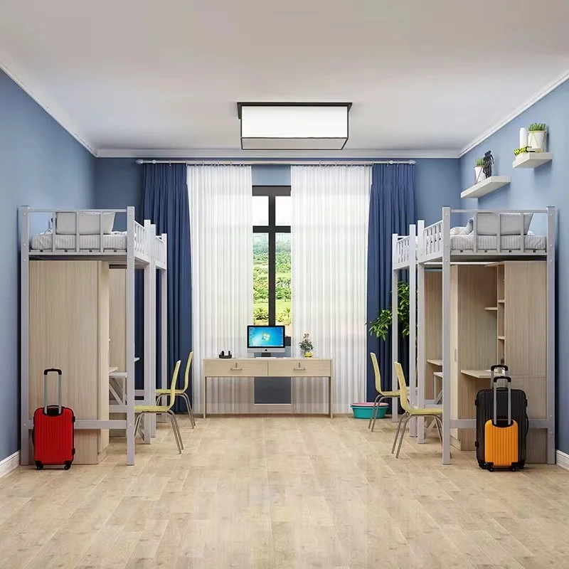 HUIYANG Wholesale Dormitory Furniture Multi Functional Modern Metal Bunk Bed with Cabinet