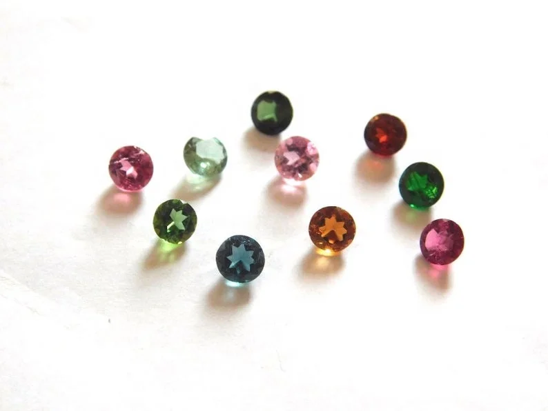  Натуральный турмалин Круглой Формы Огранка розы Ограненный Драгоценный Камень Кабошон