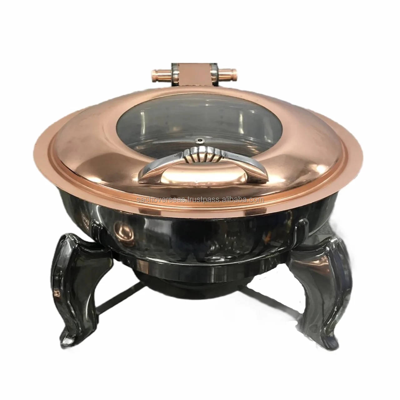 Buffet Catering See Through Copper Plated Stainless Steel Rose Gold Metal Chafing Dish
