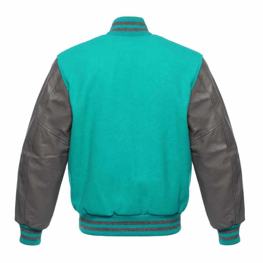 High Quality custom fabric of varsity jacket body wool arm leather custom rib button up close and pockets inside liner coating