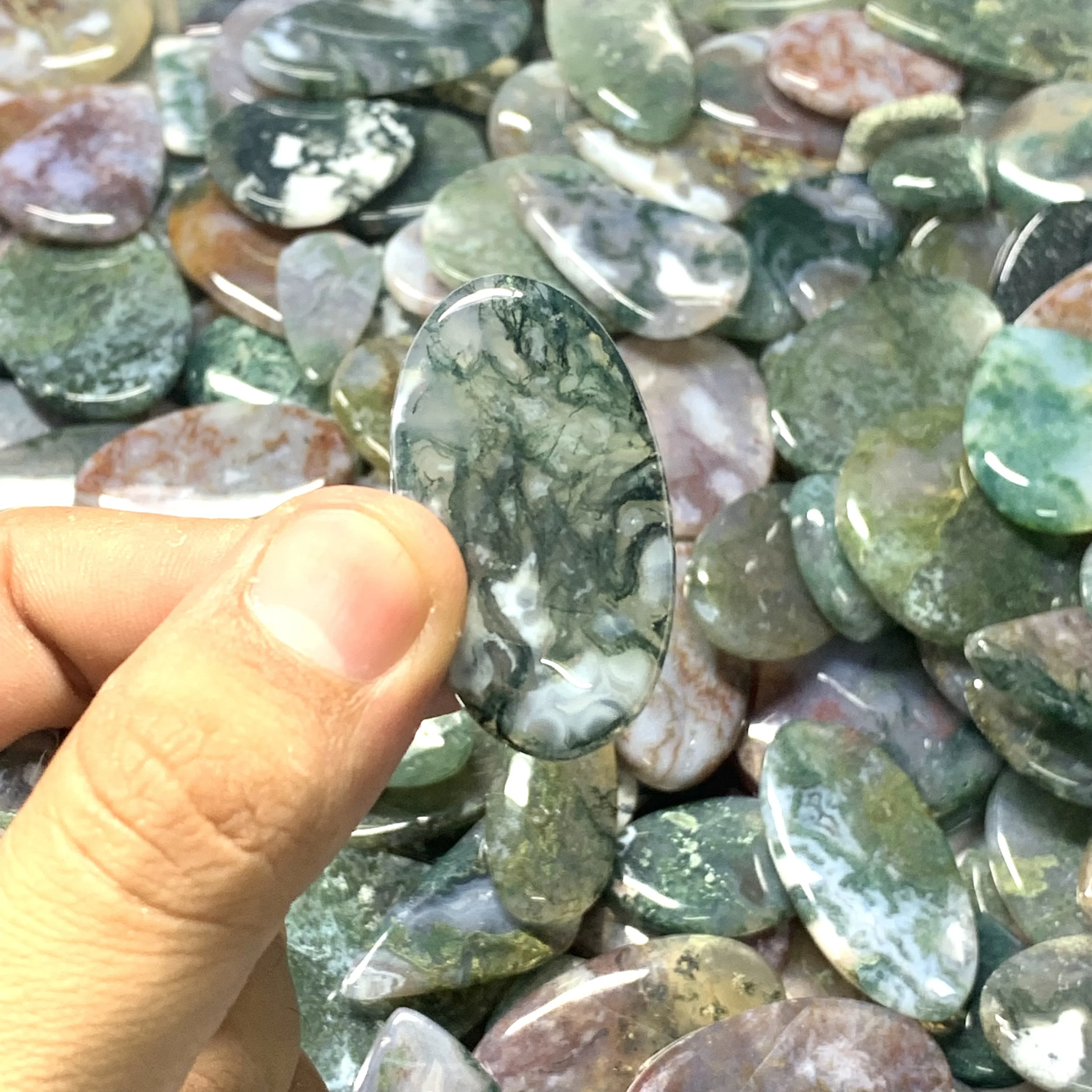 Tree Stone Natural Loose Gemstone Cabochon Moss Agate