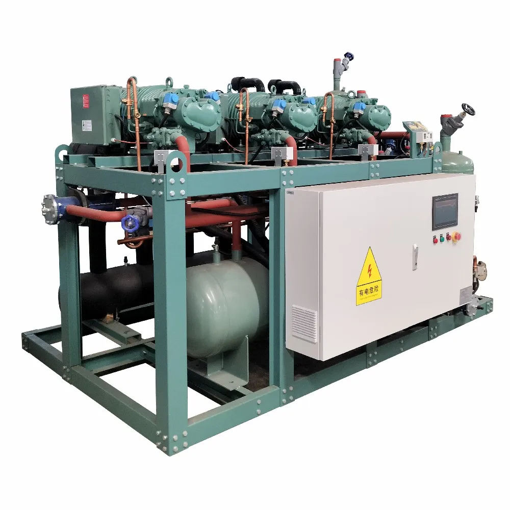 200KW Cooling Unit Screw Condensing Unit for cold project HSN8561 Semi Hermetic Screw Compressor Condensing unit for cold room
