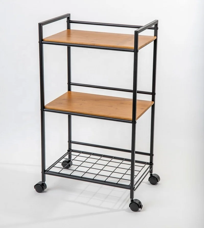 3 Tier Rolling Storage Organizer Food Trolley Shelves Mobile Hand Cart