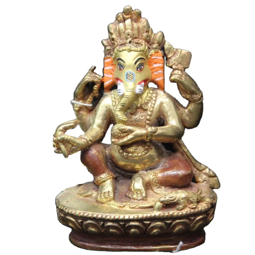 Hinduism статуя тибетской скульптуры Ganesha буддизм антикварная отделка Бронзовый Металл высшего качества индийские религиозные
