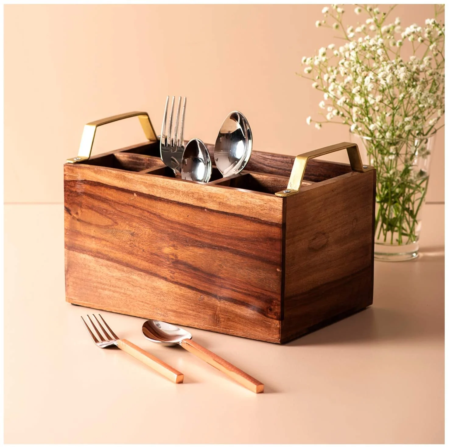 Trendy Spoon Stand for Dining Table Stand Wooden Spoon holder multipurpose Gifts Kitchen Rack Cafe Restaurant