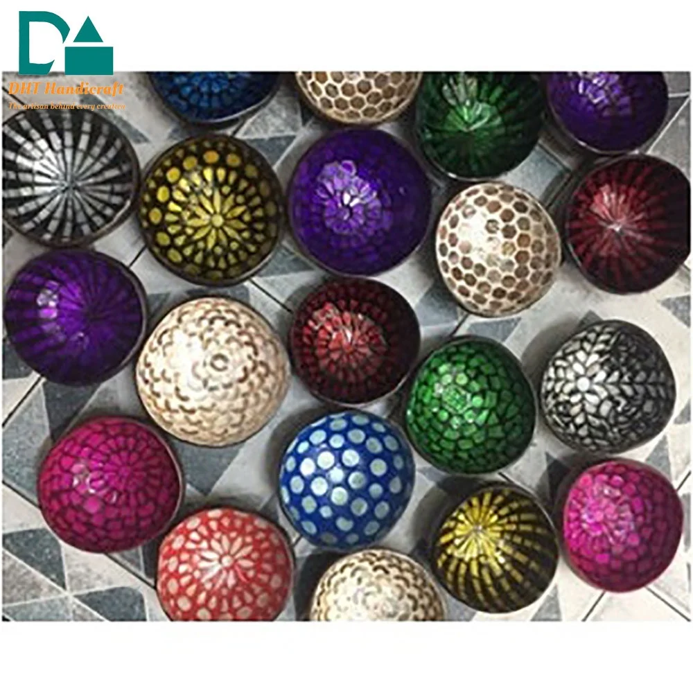 Wholesale Decoration Coconut Shell Lacquer Coconut Bowl With Customized Art Work DHT Handicraft Vietnam