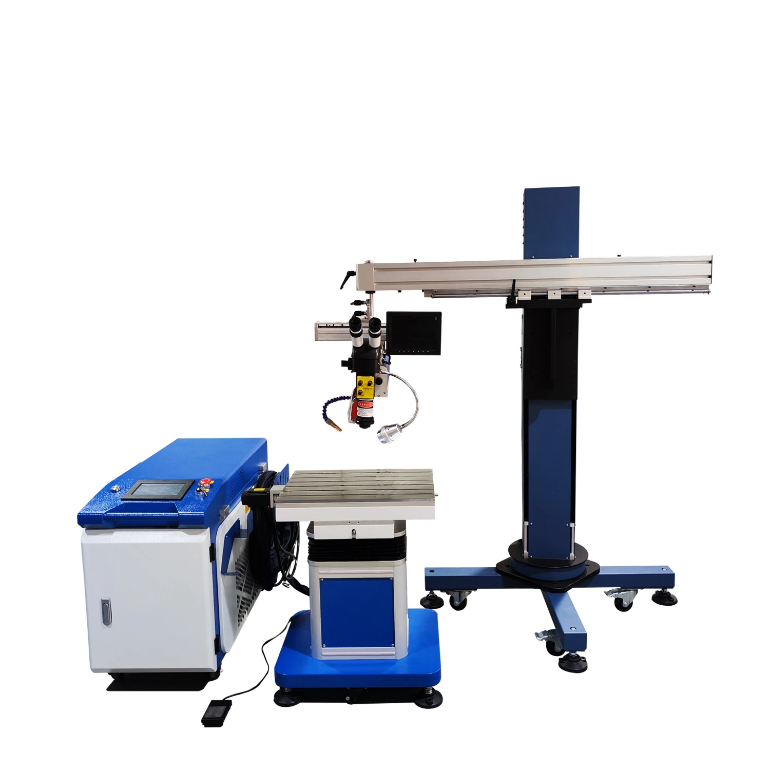 fiber laser mold welding machine with hangarm manual soldering for mold repaired with CCD and micscope joy sticker controller