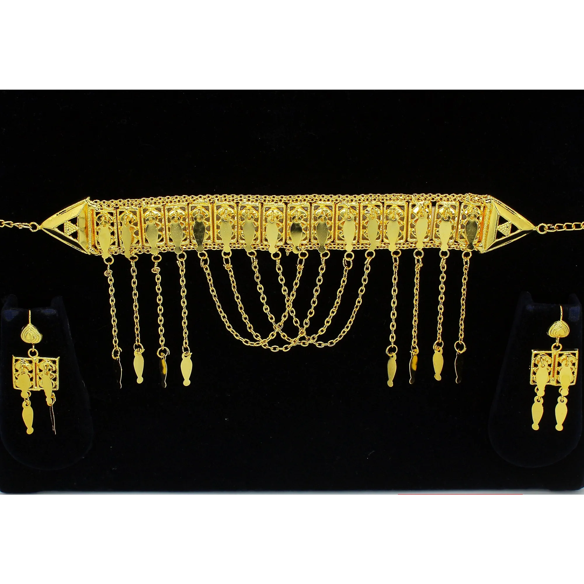 Ramadan special dubai gold jewelry sets Bridal Necklace Martasha Indian Jewelry  set Bracelet Earrings Necklace Ring sets