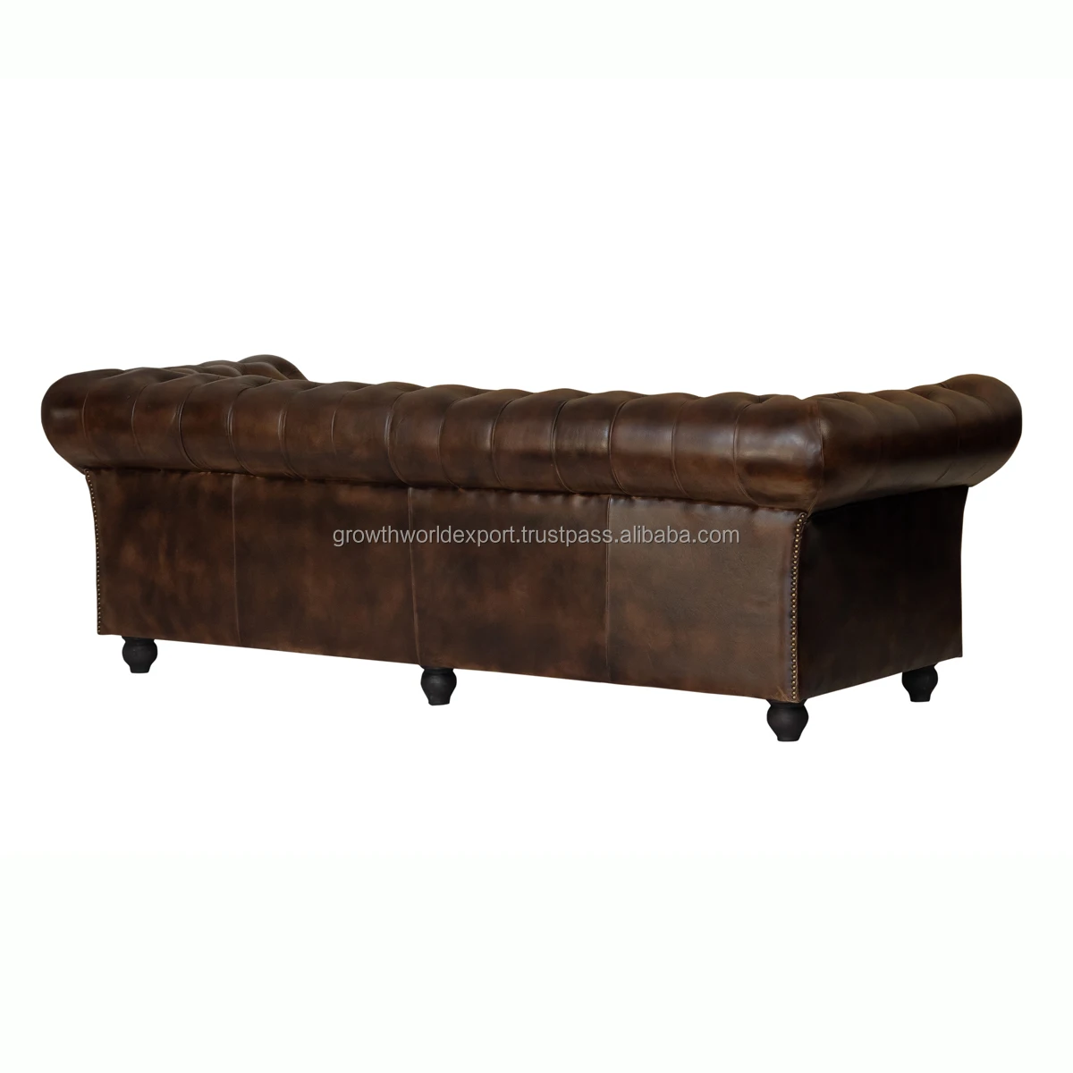 Premium Tapper Hand 3 Seater Dark Brown Cushion Chesterfield Leather Sofa Restaurant Sofa Hotel Furniture 2024 Best Furniture