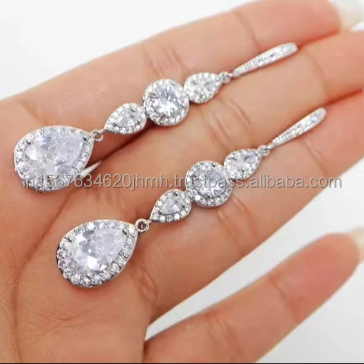 IGI/GIA Lab Grown Round and Pear Diamond Earrings 14kt Gold Earrings  Diamond Jewelry Wedding Earrings Lab Created
