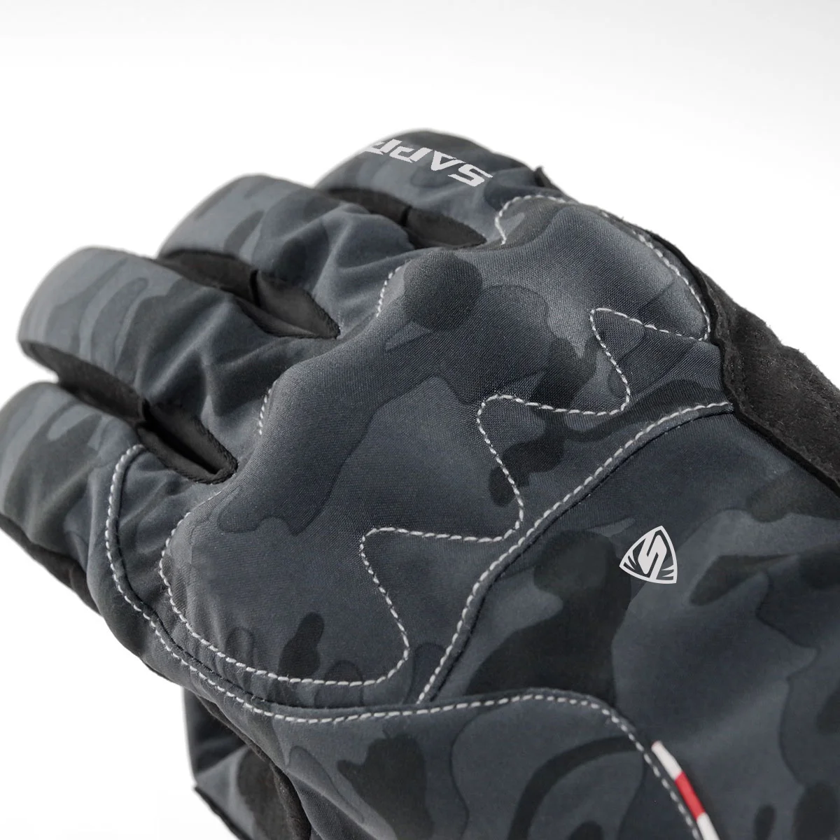 FRANTIC GREY CAMO Protect Short Winter Gloves with Built-in CE Standard Soft Knuckle Guard Smart Leather Touch for Smartphone