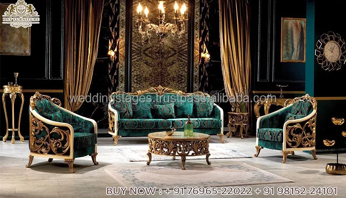 Indian Heavy Carved Design Sofa Set for Rich House French Style Hand Carved Living Room Set Italian Style Living Room Sofa Set