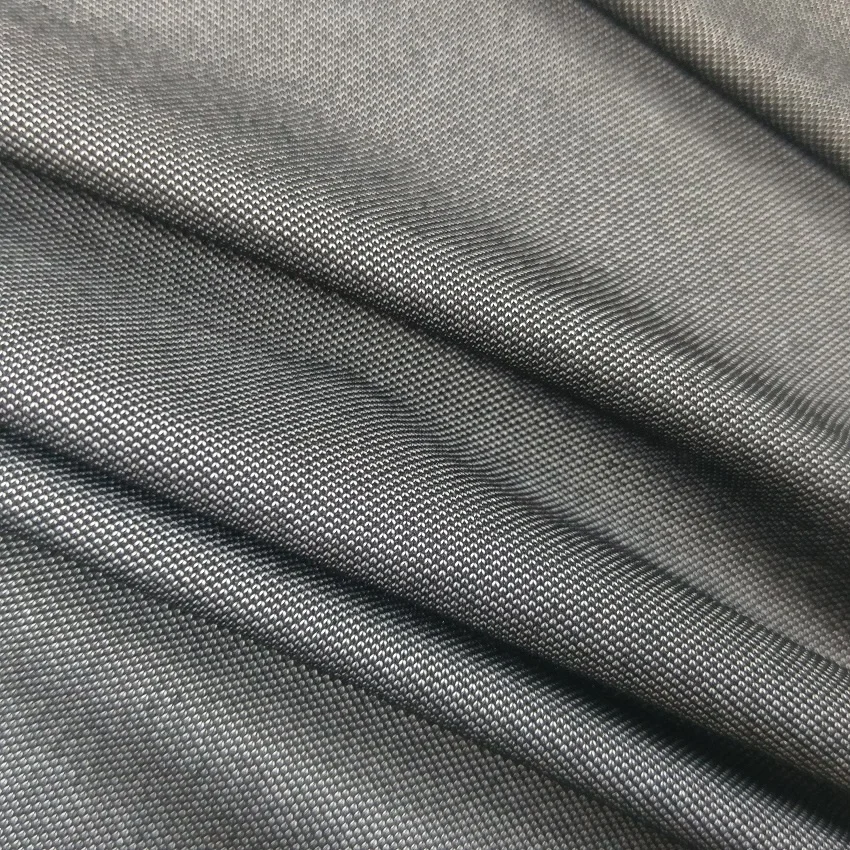 Denim like knit fabric 4 way stretch polyester pique for garment #DKTL-803