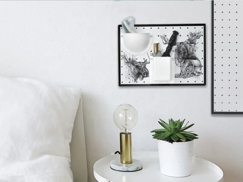 Design Pegboard MDF Wall Mount Perforated Board Organizer Storage Kit with Back Adhesive