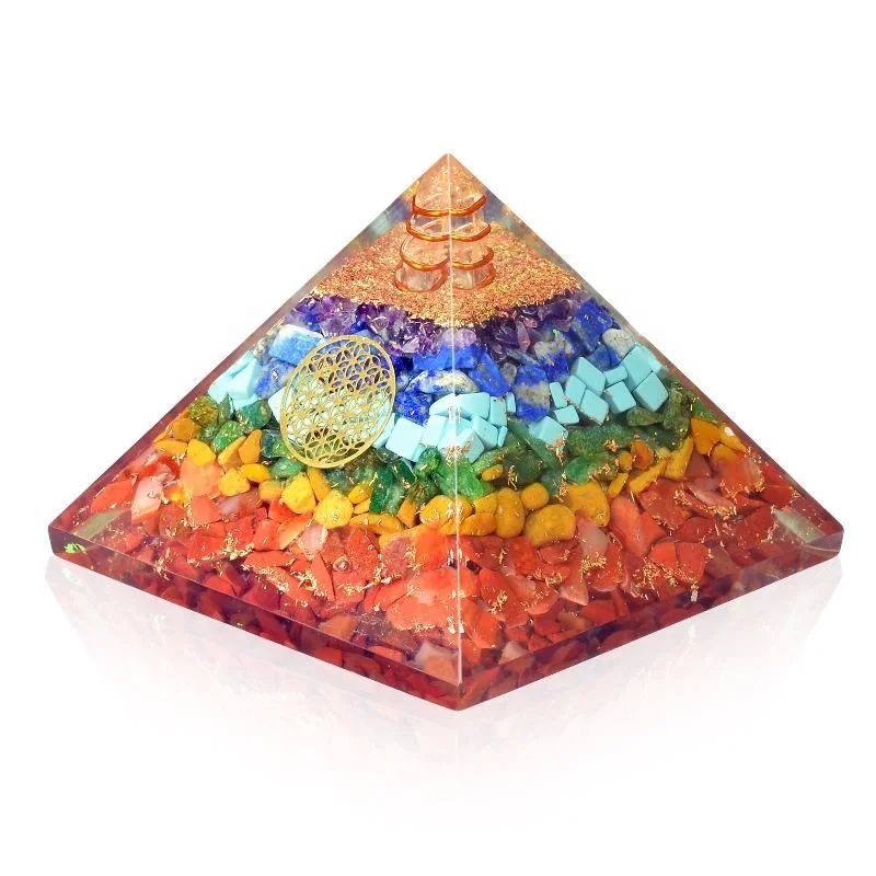 High Quality Seven Chakra Orgonite Pyramid Natural Quartz Gemstone Wholesale Crystal AGATE Pyramid