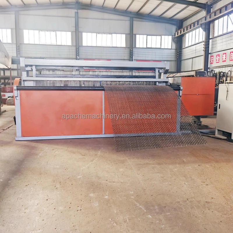 APACHE 1.5-5mm -12mm  full automatic CNC  crimped steel wire  mesh weaving  machine for making screen mesh production line