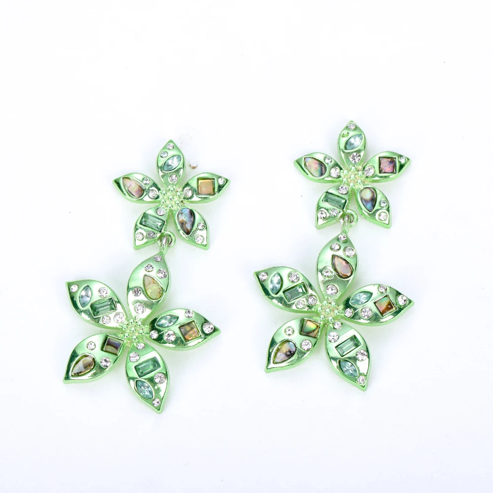 trendy fashion stainless steel with zircon pink triple butterfly heart star starfish drop dangle earrings for women girls