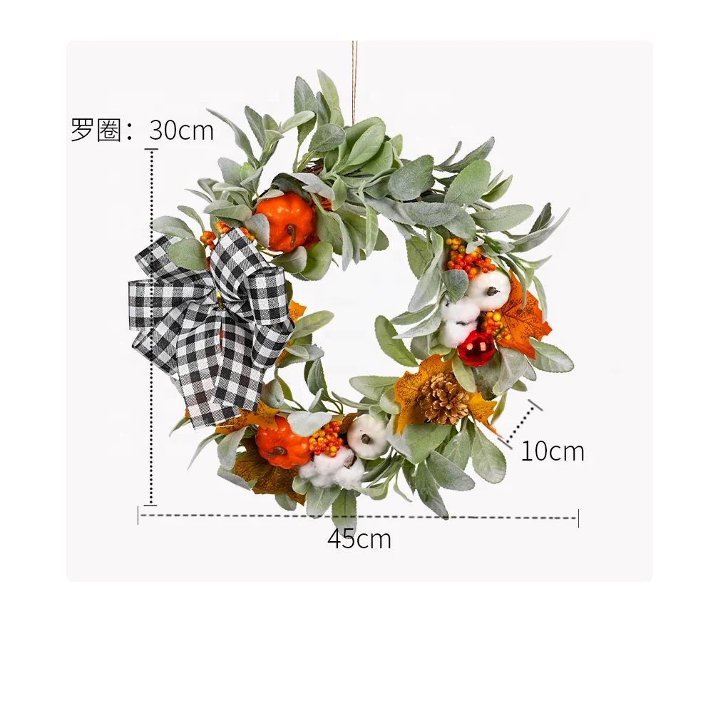 Fall Pumpkin Greenery Wreath With Bow