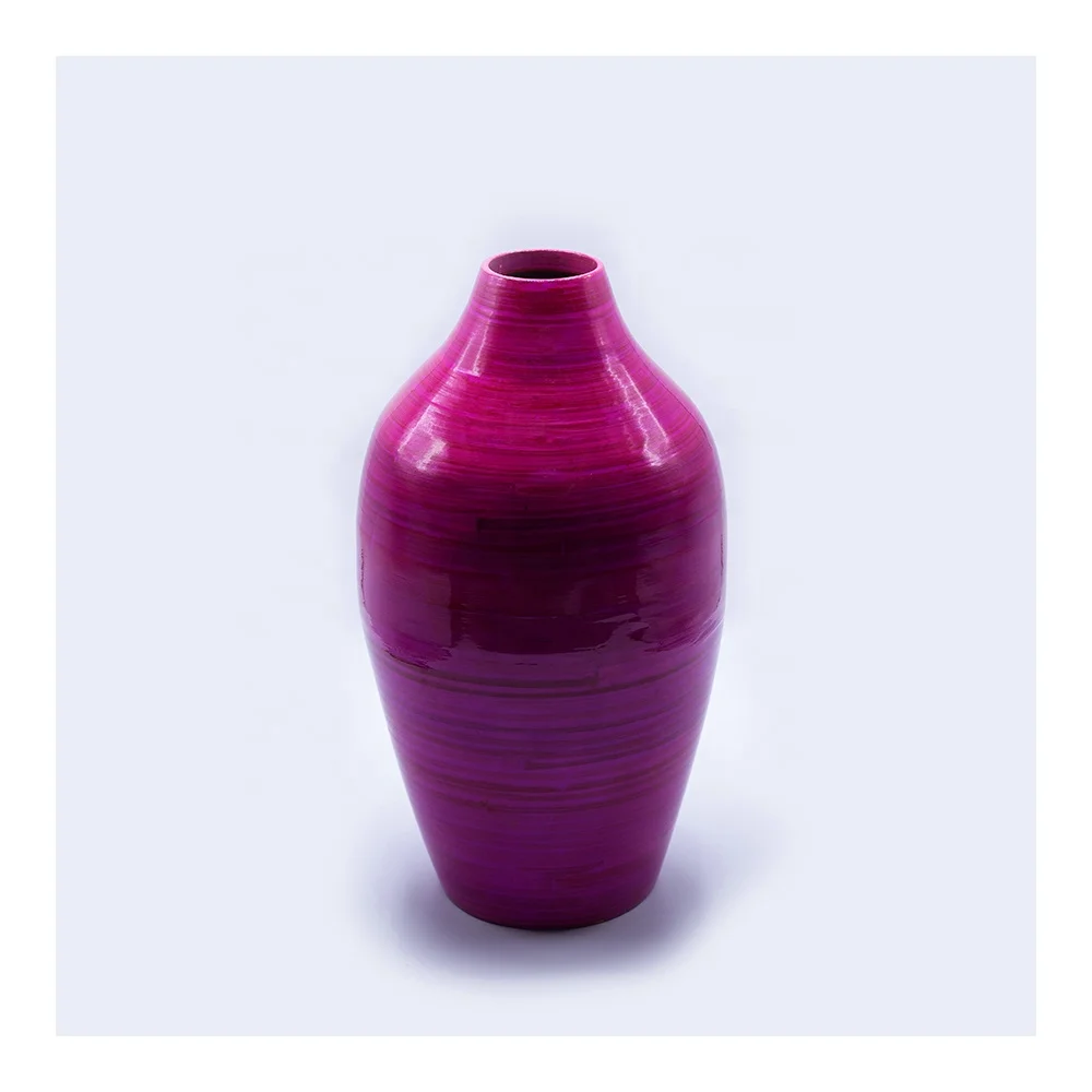 Modern Minimalist Lacquer Bamboo Wooden Vase Custom High Quality Floor Decorative Piece for Home or Wedding