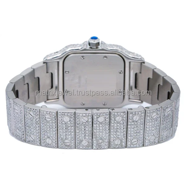 Elegant square Buss down Moissanite watch Trending Diamond Watch Gift Diamond Tester pass VVS quality moissanite watch