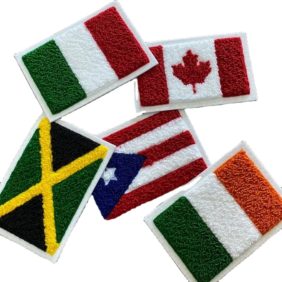 Direct factory sale OEM Custom high quality sew on woven national country flag embroidery patch