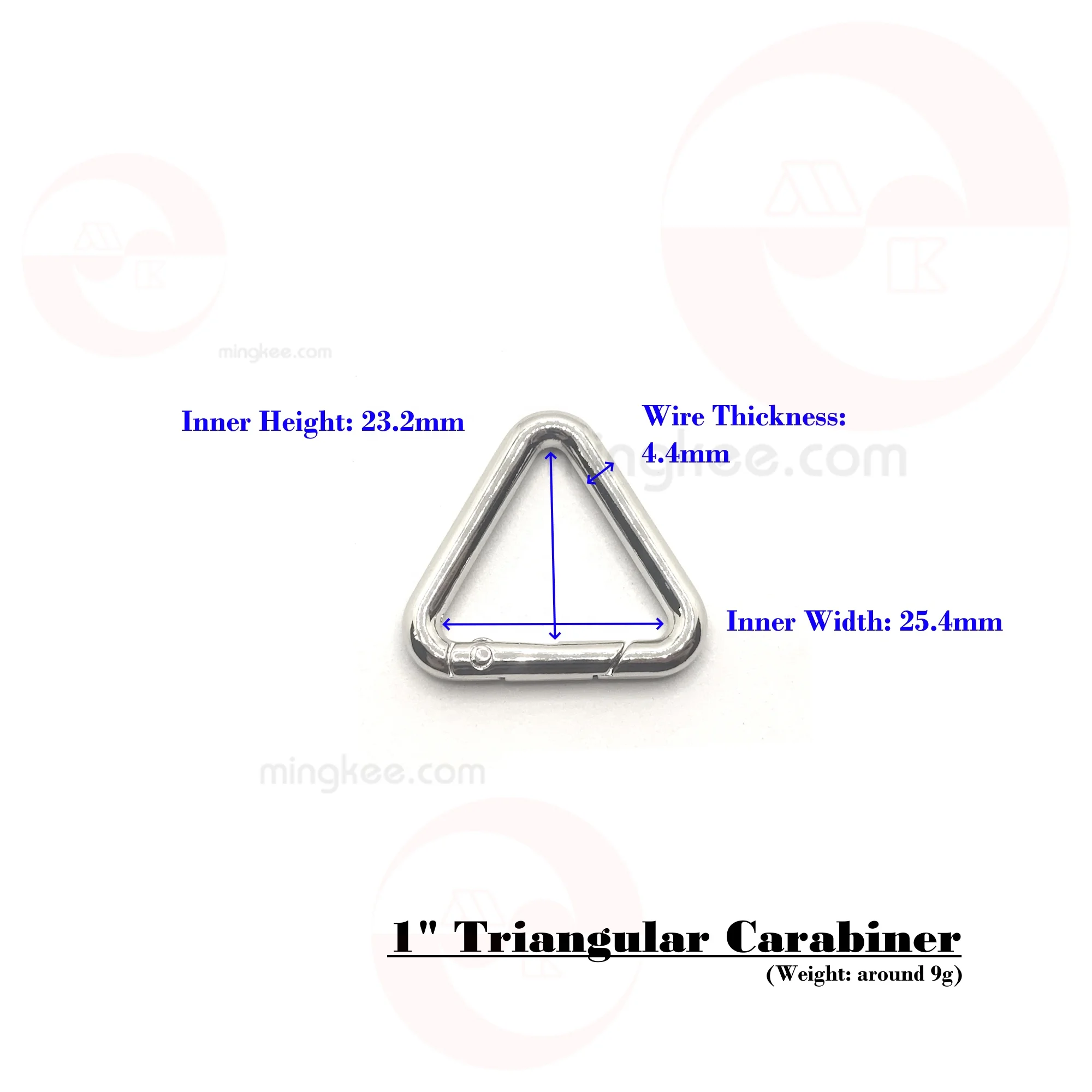 25mm 1 inch Metal Zinc Alloy for Decorative Key Ring Handbag Use Fashion Triangle Buckle Triangular Carabiner