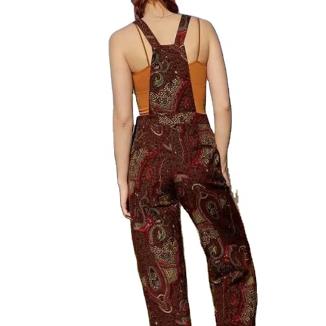 Latest Designer Prints Loose Fit Overalls Women Wide Leg Jumpsuits Boho Trousers Floral Pants African Clothing Palazzo Dungarees
