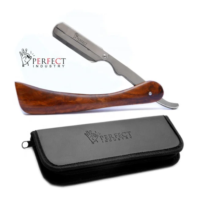 Professional razor with wooden handle / Personal Care 2022 Stylish private logo shaving Razor / Barber Straight Razor with case