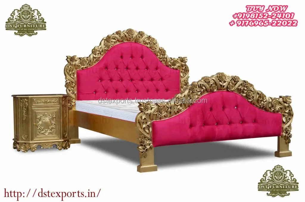 Королевская Резная Кровать во французском стиле роскошная большого размера с бриллиантами и боковыми столами Королевский резной комплект кровати серебряной