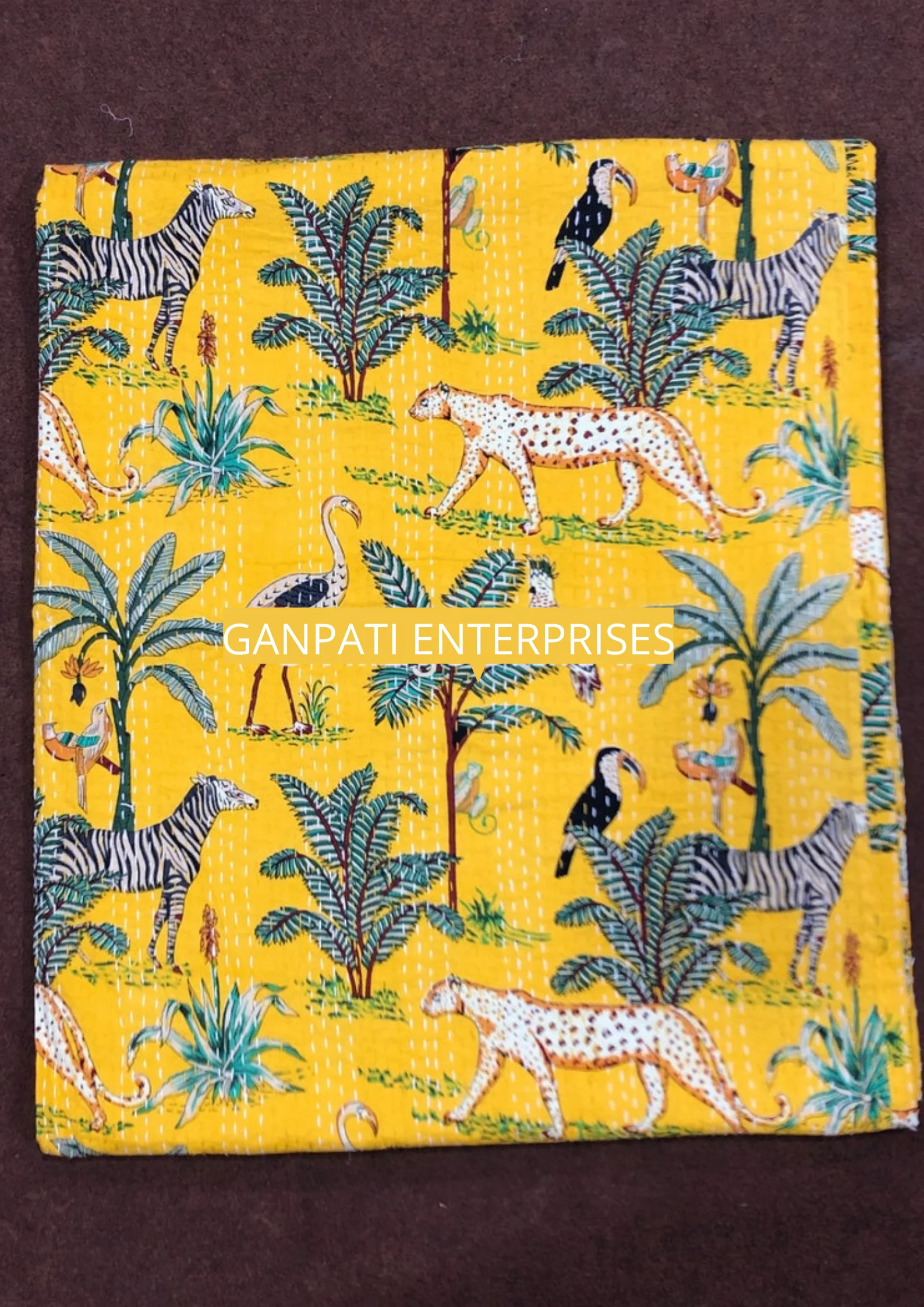 Kantha Quilt Indian Handmade Cotton Kantha Quilt Throw Living Reversible Kantha Bedspread Hand Block Tiger Print Throw Blankets