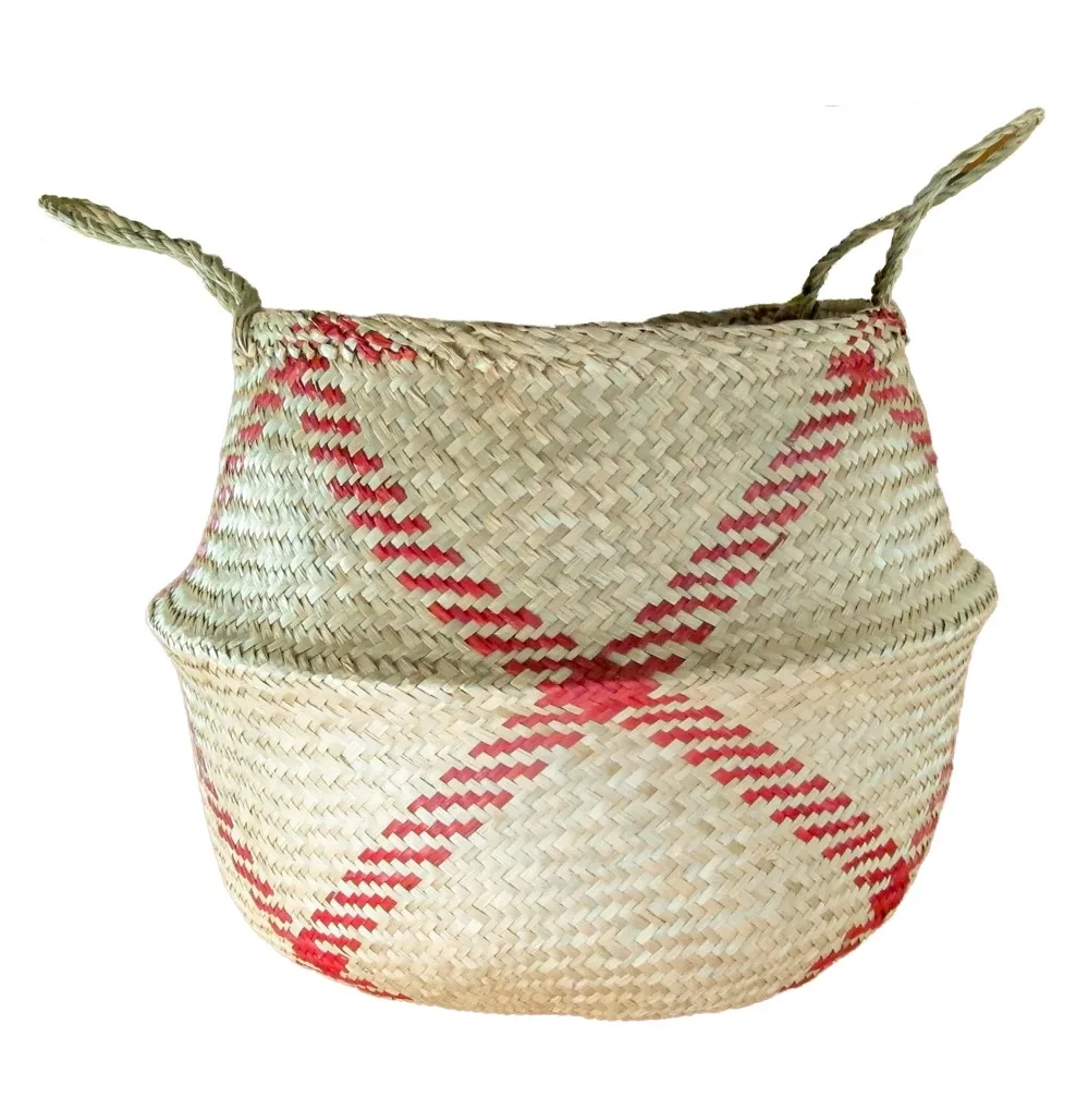 Eco friendly straw basket made in Vientam woven by hand high quality and cheap price seagrass storage basket kitchen rope basket