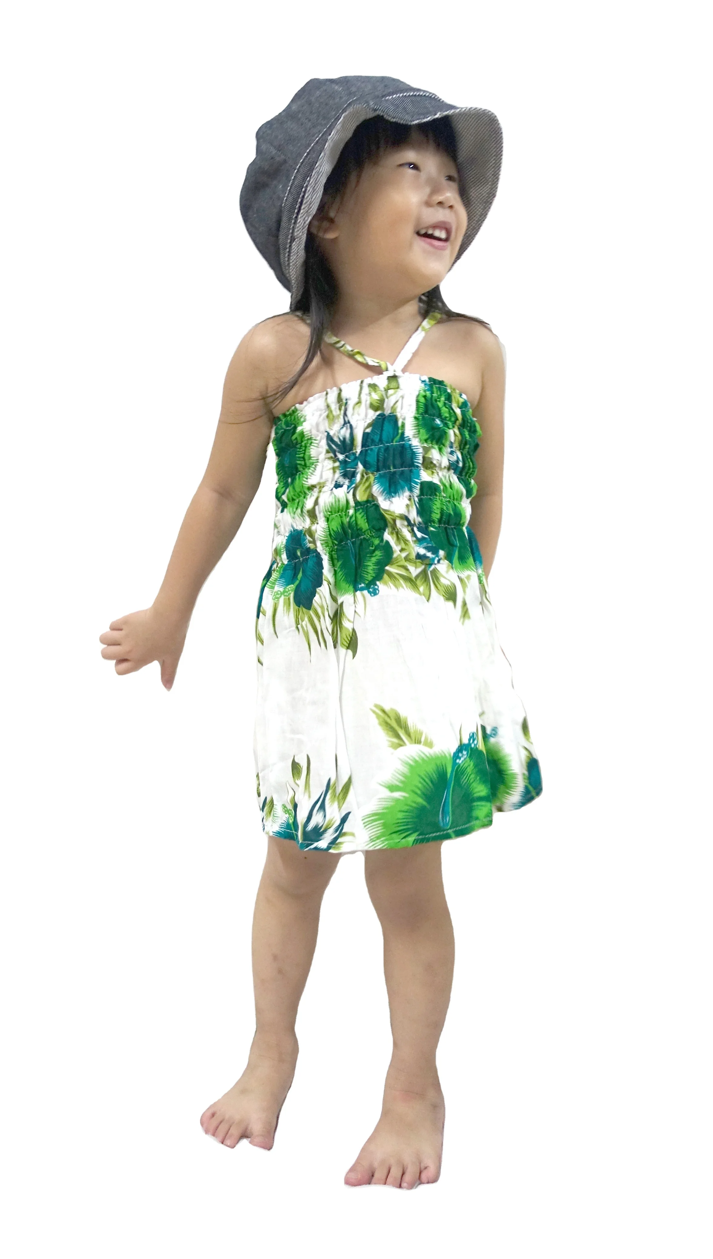 vintage retro thai HIPPIE BOHO HAWAII hibiscus BABY DOLL beach style girls kids children LONG MAXI DRESS