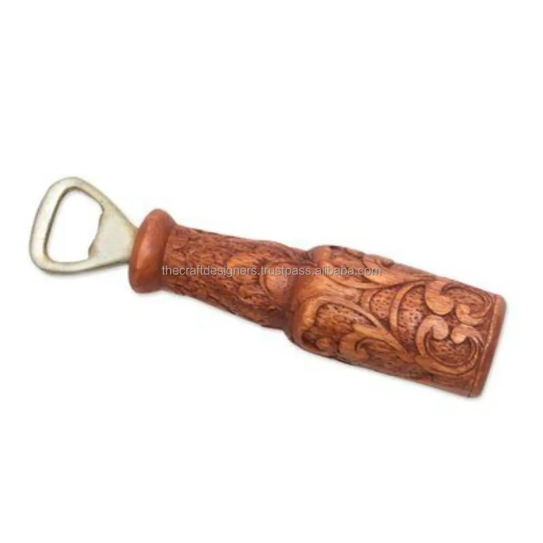Metal Bottle Opener With Engrave Design Wood Handle Hot Selling New Style Bottle Opener for Bartender Bar Counter Display Tool