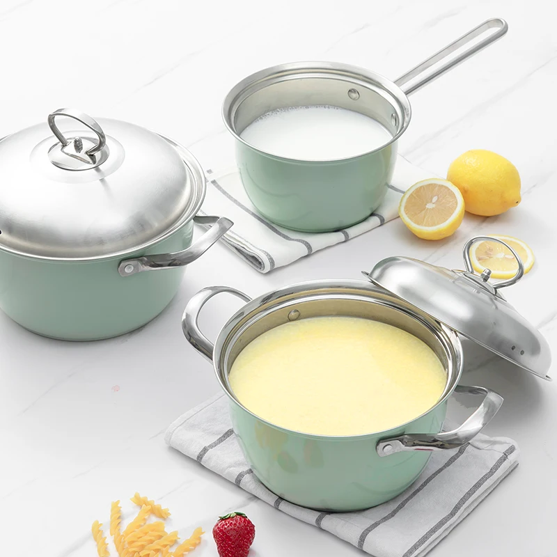 Factory price 12 Pieces Stainless Steel Pot 201 304 Material Covered Induction Bottom Chicken Casserole Sets