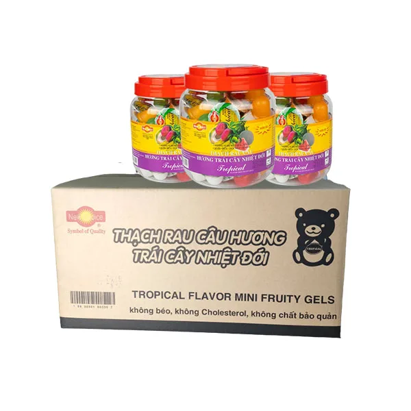 Хит продаж новый выбор тропических мини фруктовых гелей 1 кг x 6 банок желе в упаковке