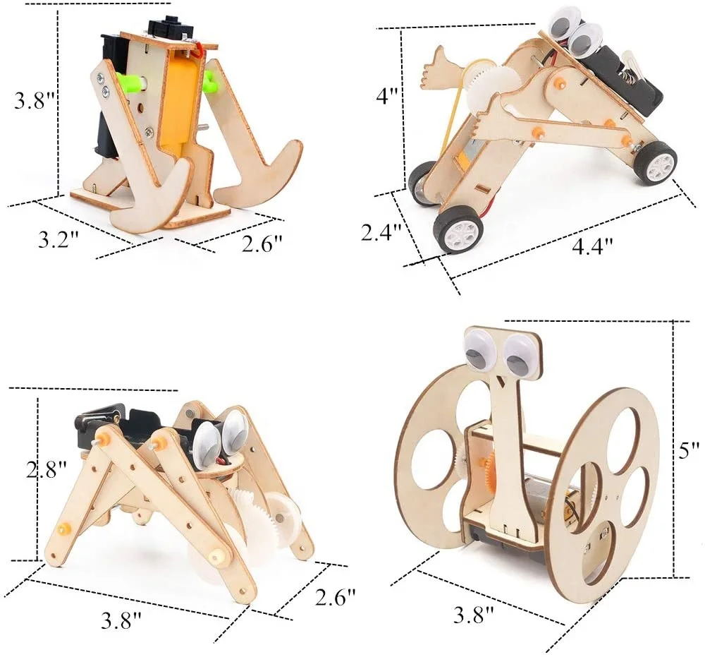 Diy Electric RC Control Movable Dinosaur Wooden Puzzle Kit Children Educational Toys