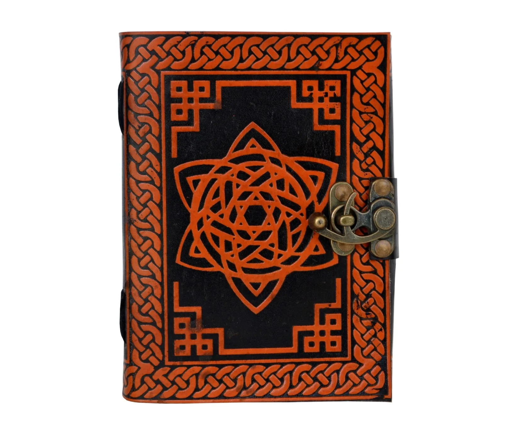 star Leather Journal Dairy Classic Leather Hard orange Cover Personalized Cotton Paper Bound Antique Book For Sketching Drawing