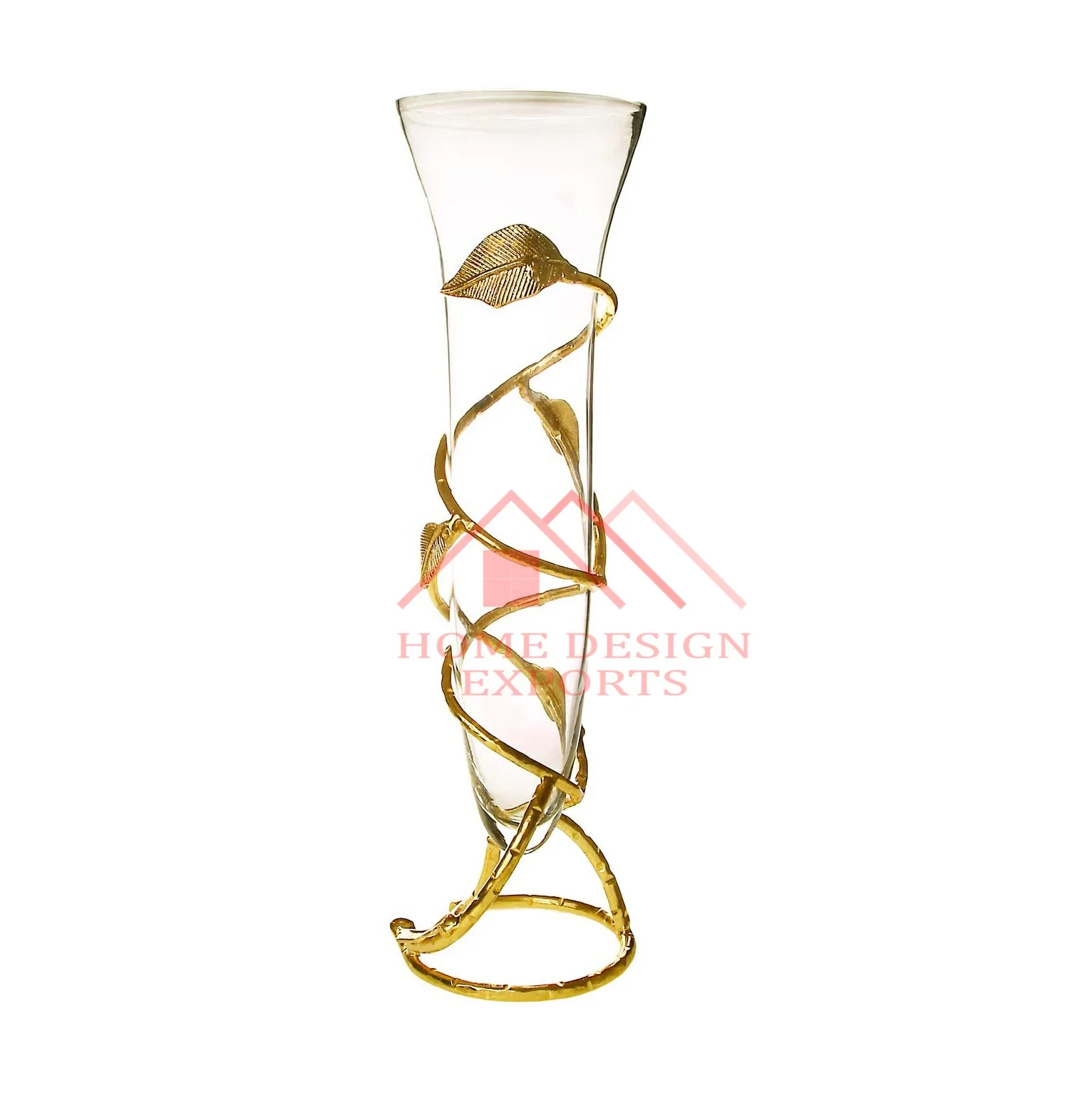 Decorative Fancy Metal Flower Vases for Bedroom and Living Room Most Selling Interior Decor Golden Leaf Design Table Vases