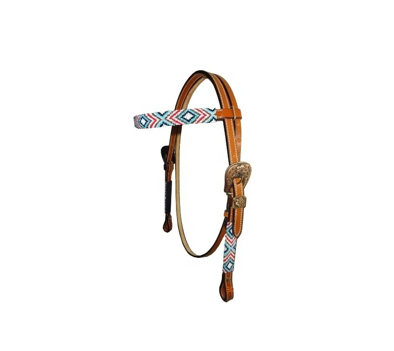 Western Horse Bling Beaded Top Selling 100% Cow Leather Beaded Western Headstall