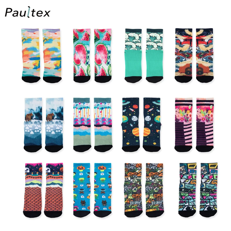 Custom print kids school socks with sustainable coffee yarn