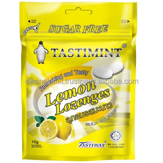 HALAL Sugar-Free Candy with Refreshing Tasty Lemon Candy Tastimint Sugar Free Lozenges (Zip locked pack) Sugar Free Candies