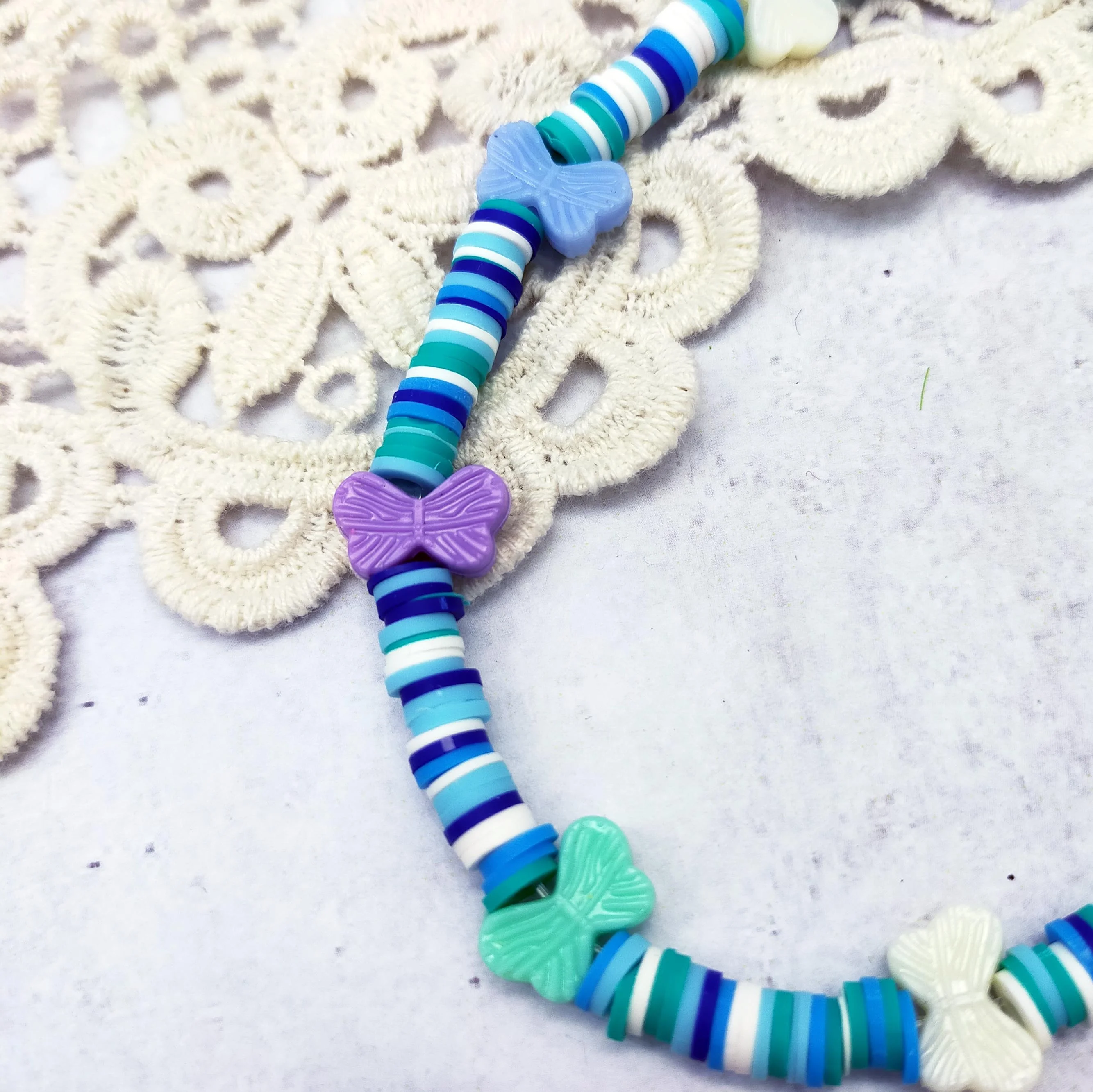 Fancy Vintage Fashion Jewelry Fancy  blue clay beads with plastic bow keychain