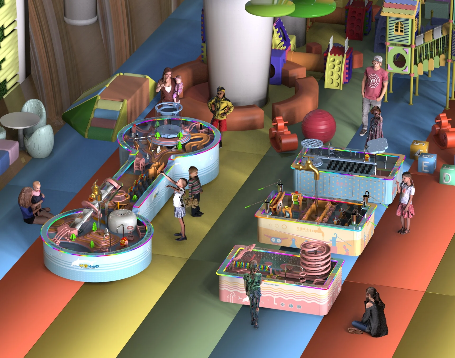 Bonhong indoor playground interactive water table play game shopping mall mini water park for kids