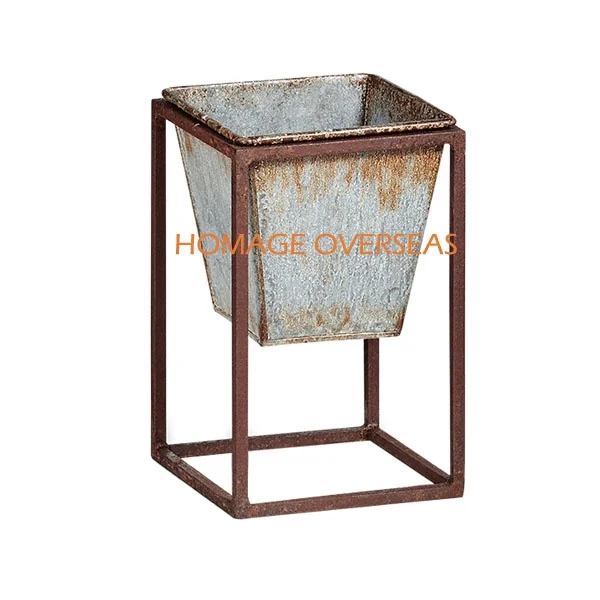 
Metal Large Squire Planter With Stand Powder Coated Finished Black Stand Indoor And Outdoor Planter 