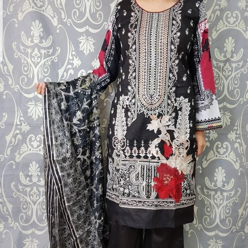 Indian Pakistani Embroidered Shalwar Kameez Lawn Suit Hot Selling Dress 2021