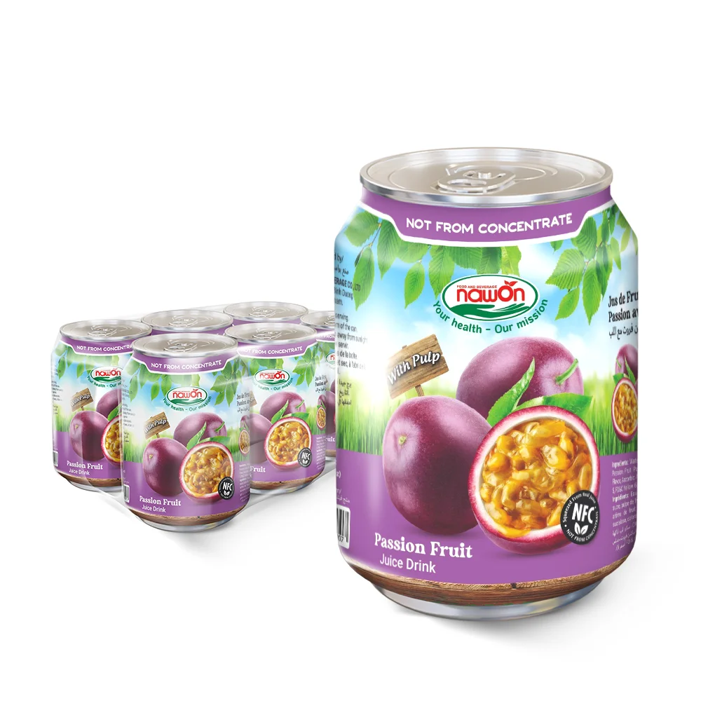 Real Passion Fruit Juice Drink Puree in 250ml Can HALAL Certified Wholesale Soft Drinks Supplier from Beverage Manufacturer