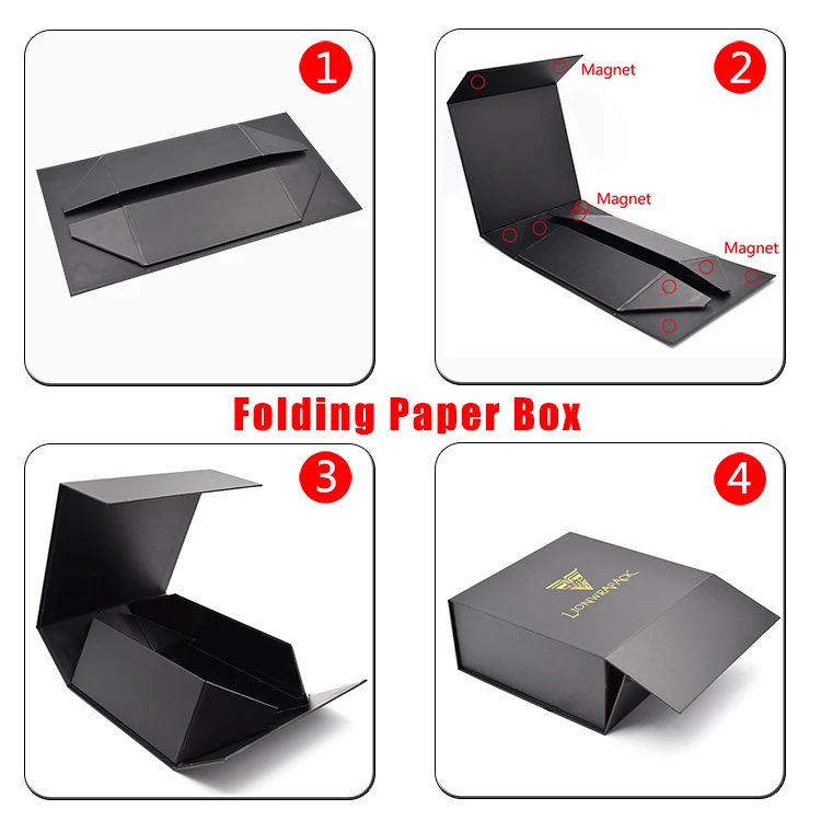 Magnetic Lid Wholesale Luxury Magnet Custom Logo Printing Folding Rigid Box Packaging With Black box packaging Gift Boxes